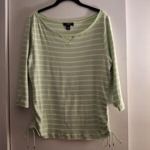 Chaps Green And White Striped Women's Top With Bottom Ties